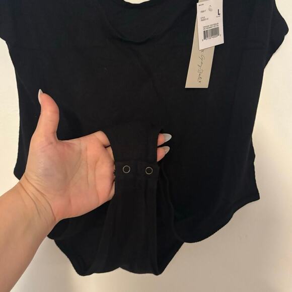 NWT A Pea In The Pod X Grey Slate Ribbed Maternity Bodysuit Black Size Large - Picture 6 of 7